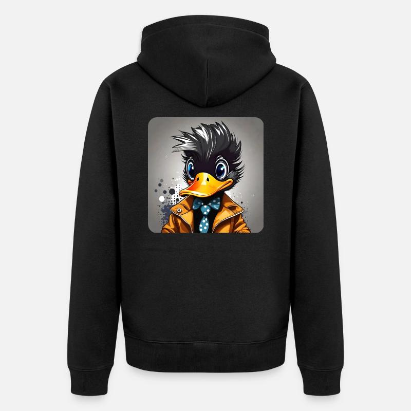 Canard noir avec cravate - Veste à capuche bio Premium Unisexe - noir