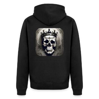 Grinning skull with crown - Unisex Premium Organic Zip Hoodie - black - Back - Nico (187cm)