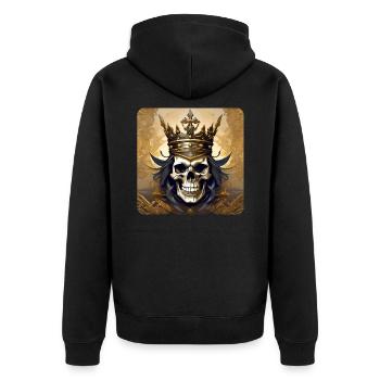 Grinning skull with crown - Unisex Premium Organic Zip Hoodie - black - Back - Nico (187cm)