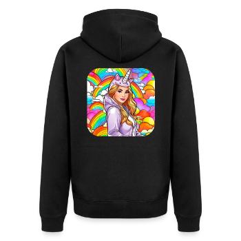 Jolie fille d’anime avec un sweat à capuche licorne - Veste à capuche bio Premium Unisexe - noir - Dos - Nico (187cm)
