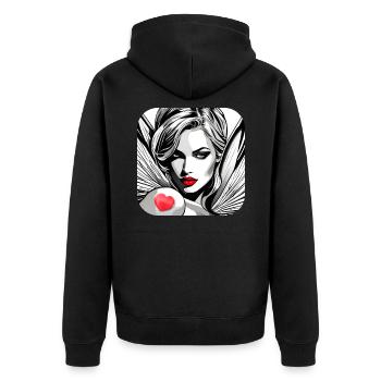 Angel with red heart tattoo - Unisex Premium Organic Zip Hoodie - black - Back - Nico (187cm)