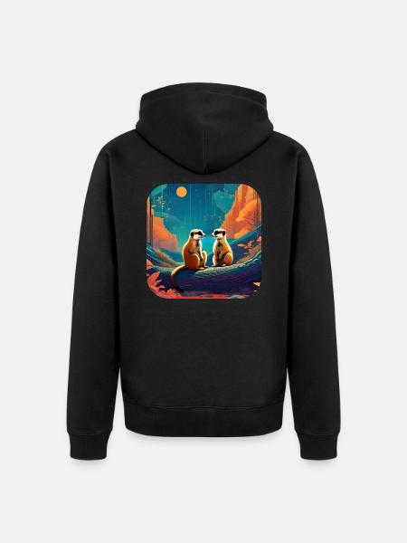 Suricates mignons - Veste à capuche bio Premium Unisexe - noir