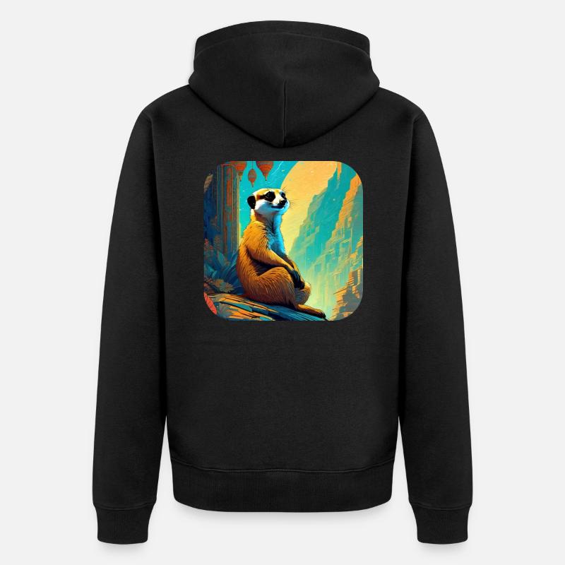 Suricate paresseux mignon - Veste à capuche bio Premium Unisexe - noir