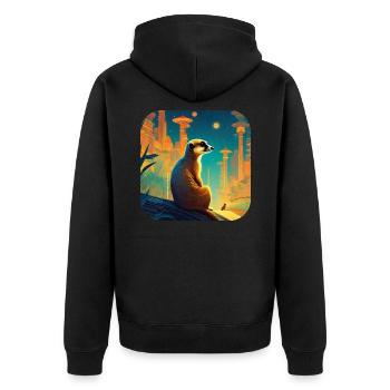 Suricate mignon en automne - Veste à capuche bio Premium Unisexe - noir - Dos - Nico (187cm)