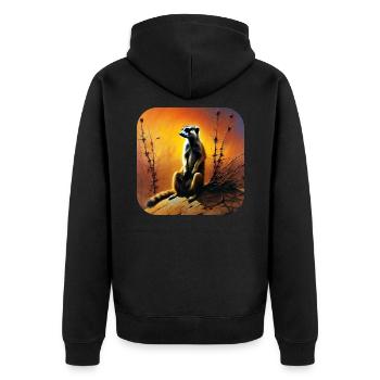 Suricate mignon en automne - Veste à capuche bio Premium Unisexe - noir - Dos - Nico (187cm)