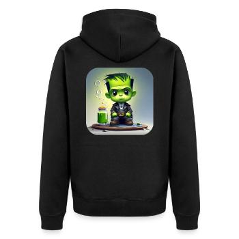 Mignon petit monstre vert - Veste à capuche bio Premium Unisexe - noir - Dos - Nico (187cm)