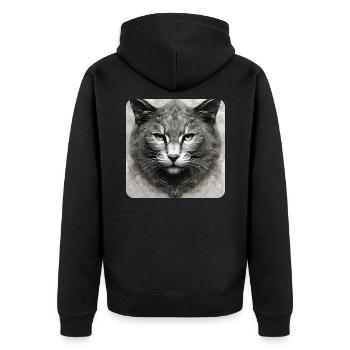Cooles Katzen Gesicht - Unisex Premium Bio Zip Hoodie - Schwarz - Hinten - Nico (187cm)