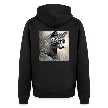 Coole Raubkatze mit floralen Style - Unisex Premium Bio Zip Hoodie - Schwarz - Hinten - Nico (187cm)