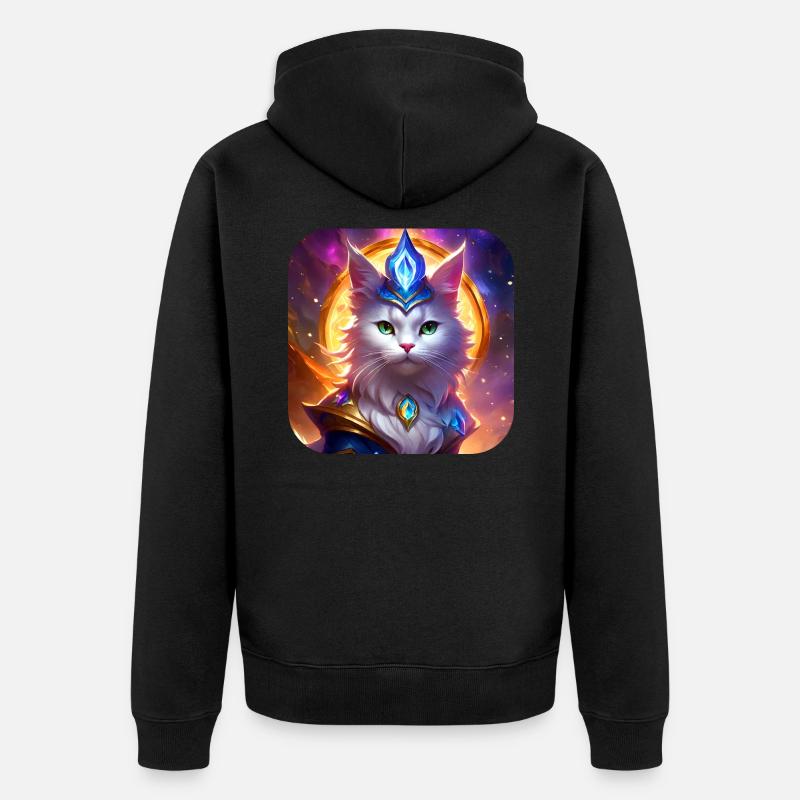 Chat blanc mystique - Veste à capuche bio Premium Unisexe - noir