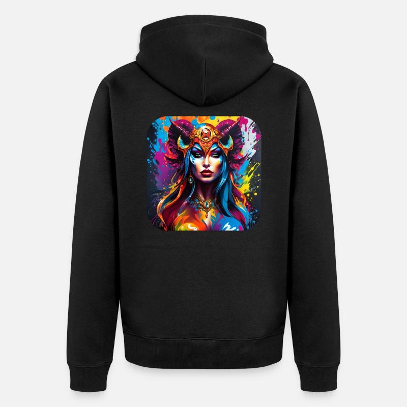 Dämonin im Graffiti Style - Unisex Premium Bio Zip Hoodie - Schwarz