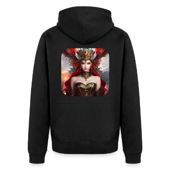 Mystische Fantasy Frau - Unisex Premium Bio Zip Hoodie - Schwarz - Hinten - Nico (187cm)