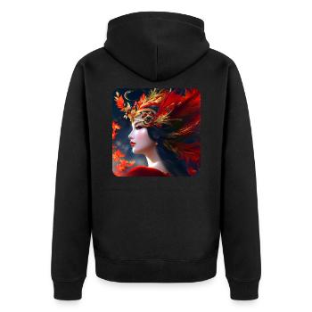 Wunderschöne Fantasy Frau - Unisex Premium Bio Zip Hoodie - Schwarz - Hinten - Nico (187cm)