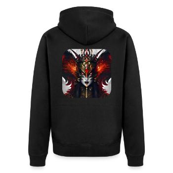 Mystische Fantasy Frau - Unisex Premium Bio Zip Hoodie - Schwarz - Hinten - Nico (187cm)