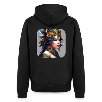 Wunderschöne Fantasy Frau - Unisex Premium Bio Zip Hoodie - Schwarz - Hinten - Nico (187cm)