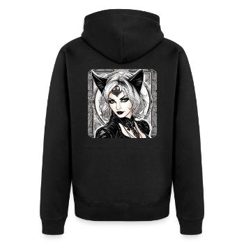 Cooles Gothik Anime Girl - Unisex Premium Bio Zip Hoodie - Schwarz - Hinten - Nico (187cm)