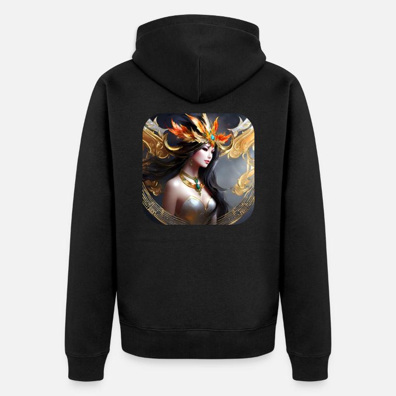 Wunderschöne Fantasy Elfe - Unisex Premium Bio Zip Hoodie - Schwarz