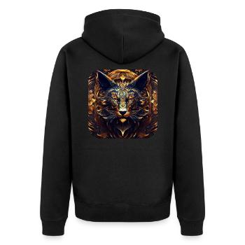 Chat gothique doré noir cool - Veste à capuche bio Premium Unisexe - noir - Dos - Nico (187cm)