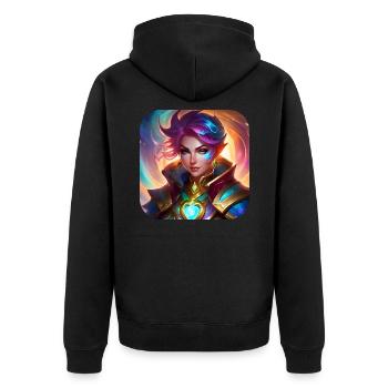 Coole Fantasy Frau - Unisex Premium Bio Zip Hoodie - Schwarz - Hinten - Nico (187cm)