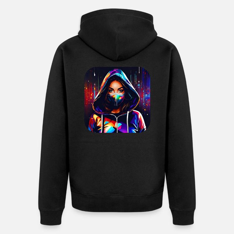Fille Cyberpunk Cool - Veste à capuche bio Premium Unisexe - noir