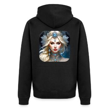 Winter Ice Queen in Gothic Style - Unisex Premium Organic Zip Hoodie - black - Back - Nico (187cm)
