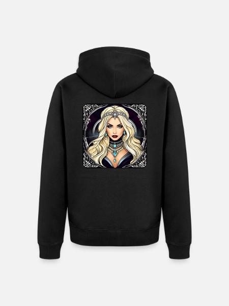 Mystische Gothik Frau - Unisex Premium Bio Zip Hoodie - Schwarz