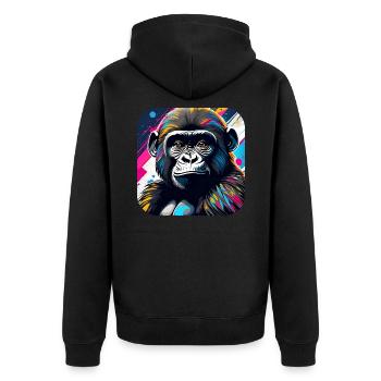 Cooler Gorilla im Graffiti Style - Unisex Premium Bio Zip Hoodie - Schwarz - Hinten - Nico (187cm)