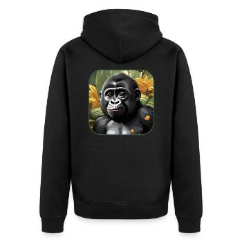 Cute Baby Gorilla - Unisex Premium Organic Zip Hoodie - black - Back - Nico (187cm)