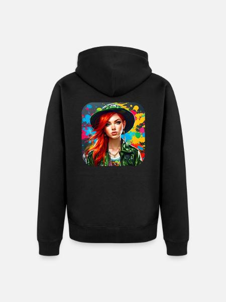 Cool irish redhead girl - Unisex Premium Organic Zip Hoodie - black