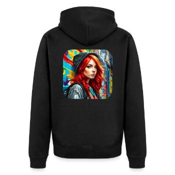 Cool irish redhead girl - Unisex Premium Organic Zip Hoodie - black - Back - Nico (187cm)