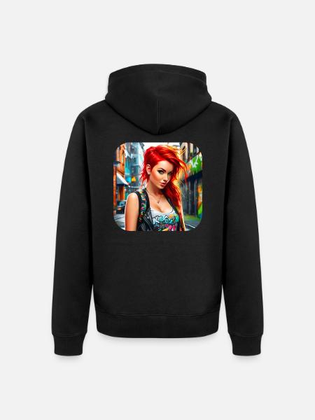 Cool Irish redhead girl - Unisex Premium Organic Zip Hoodie - black