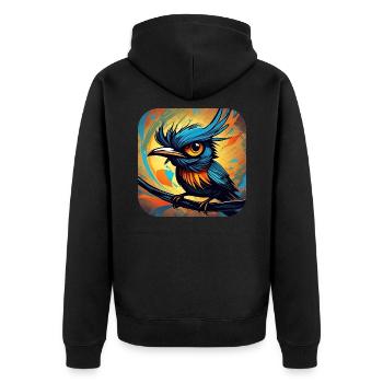 Lustiger kleiner Vogel - Unisex Premium Bio Zip Hoodie - Schwarz - Hinten - Nico (187cm)