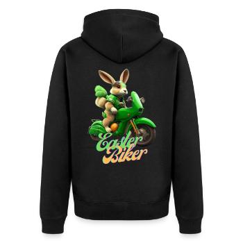 Easter Biker - The Easter Bunny becomes a biker - Unisex Premium Organic Zip Hoodie - black - Back - Nico (187cm)