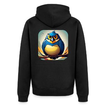Dicker kleiner Vogel - Unisex Premium Bio Zip Hoodie - Schwarz - Hinten - Nico (187cm)