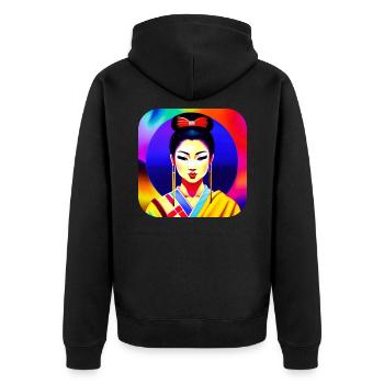 Geisha dans un style rétro - Veste à capuche bio Premium Unisexe - noir - Dos - Nico (187cm)