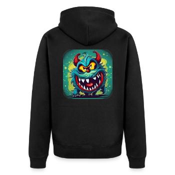 Niedliches kleines Monster - Unisex Premium Bio Zip Hoodie - Schwarz - Hinten - Nico (187cm)