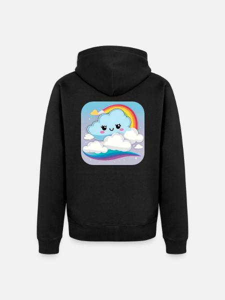 Cute cloud with rainbow - Unisex Premium Organic Zip Hoodie - black