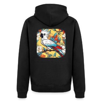 Niedlicher Kakadu Papagei - Unisex Premium Bio Zip Hoodie - Schwarz - Hinten - Nico (187cm)