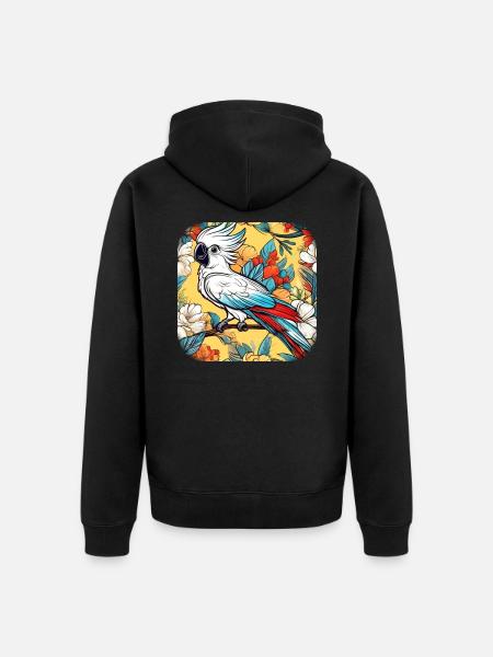 Cute Cockatoo Parrot - Unisex Premium Organic Zip Hoodie - black