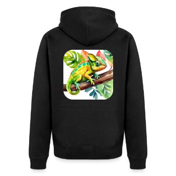Sweet Chameleon - Unisex Premium Organic Zip Hoodie - black - Back - Nico (187cm)