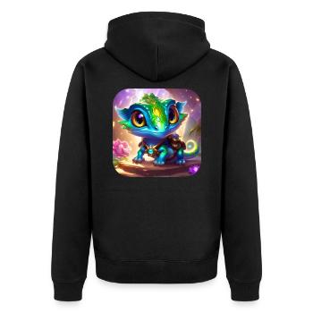 Mignon petit lézard fantastique - Veste à capuche bio Premium Unisexe - noir - Dos - Nico (187cm)