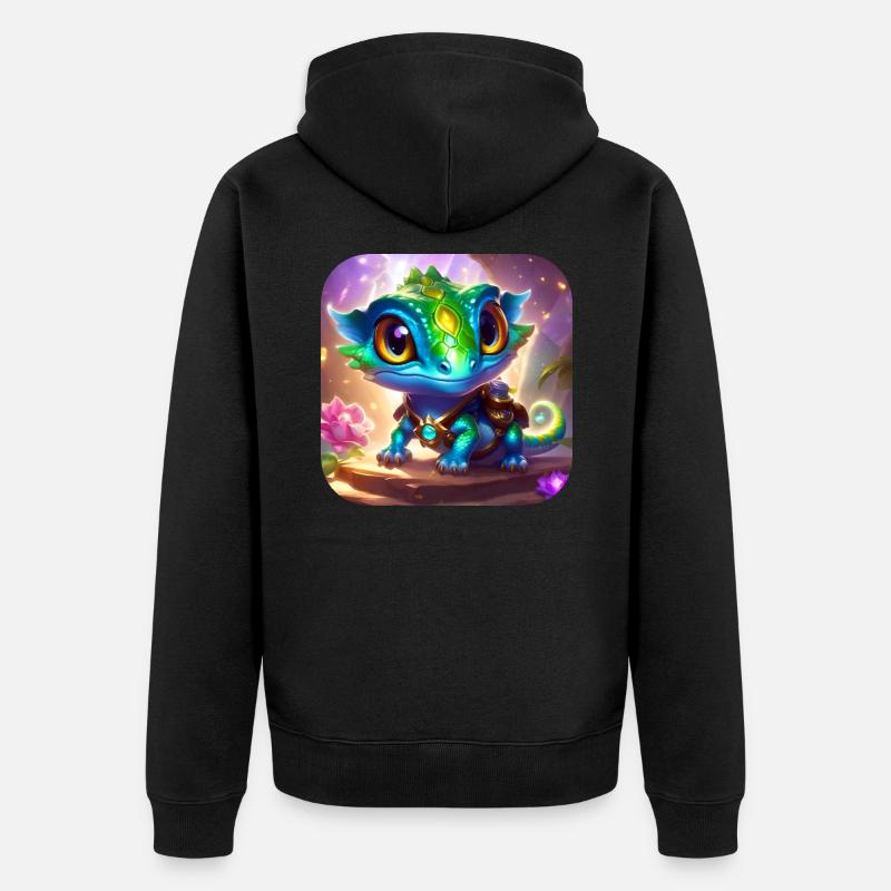 Mignon petit lézard fantastique - Veste à capuche bio Premium Unisexe - noir