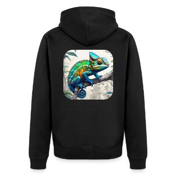 Caméléon camouflage cool - Veste à capuche bio Premium Unisexe - noir - Dos - Nico (187cm)
