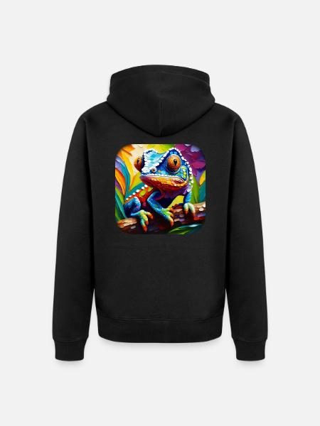 Bunte Echse - Unisex Premium Bio Zip Hoodie - Schwarz