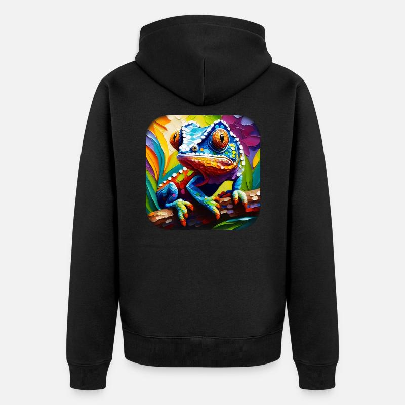 Bunte Echse - Unisex Premium Bio Zip Hoodie - Schwarz