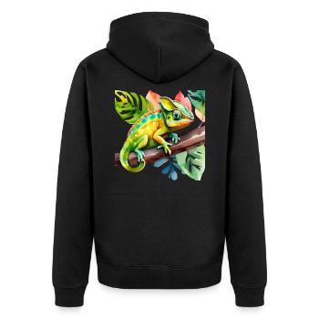 Cute little chameleon - Unisex Premium Organic Zip Hoodie - black - Back - Nico (187cm)