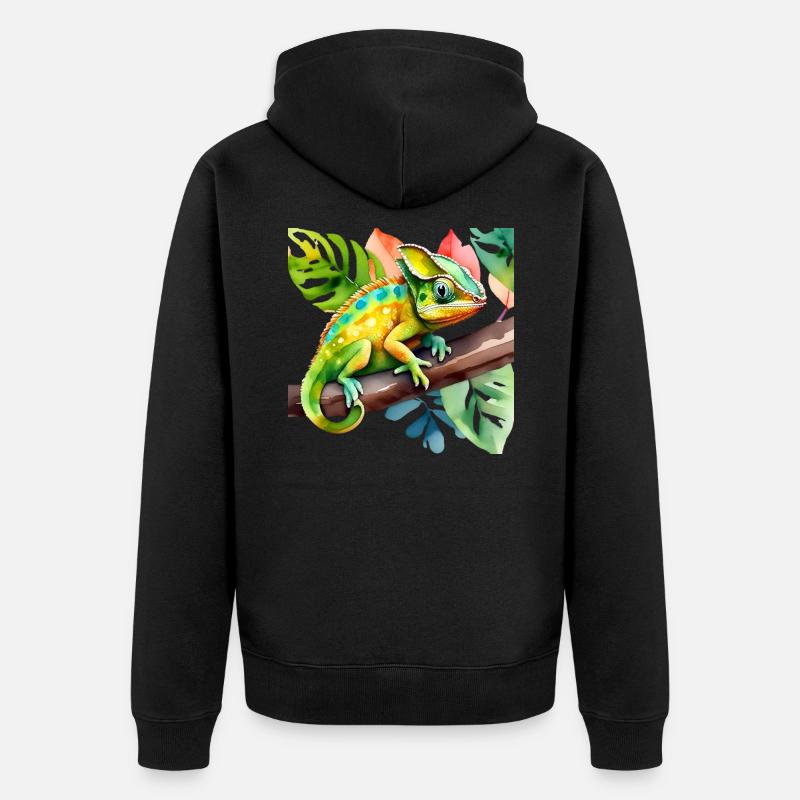 Süßes kleines Chameleon - Unisex Premium Bio Zip Hoodie - Schwarz