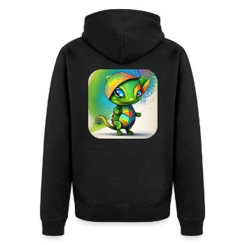 Cute Chameleon - Unisex Premium Organic Zip Hoodie - black - Back - Nico (187cm)