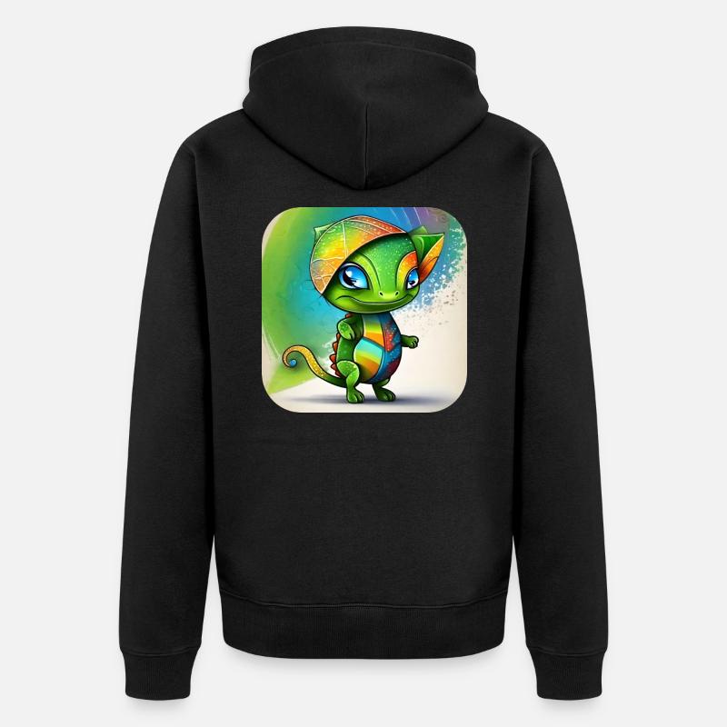 Caméléon mignon - Veste à capuche bio Premium Unisexe - noir