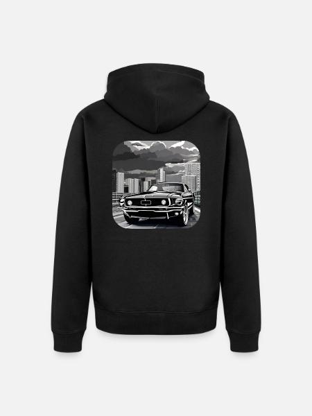 Oldtimer Drift Auto Turbo Rallye - Unisex Premium Bio Zip Hoodie - Schwarz