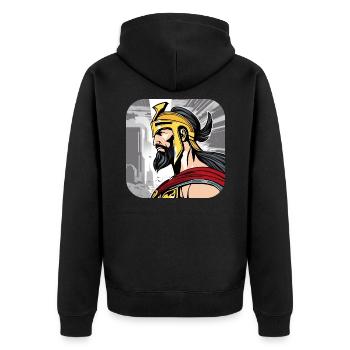 Sparta Krieger - Unisex Premium Bio Zip Hoodie - Schwarz - Hinten - Nico (187cm)